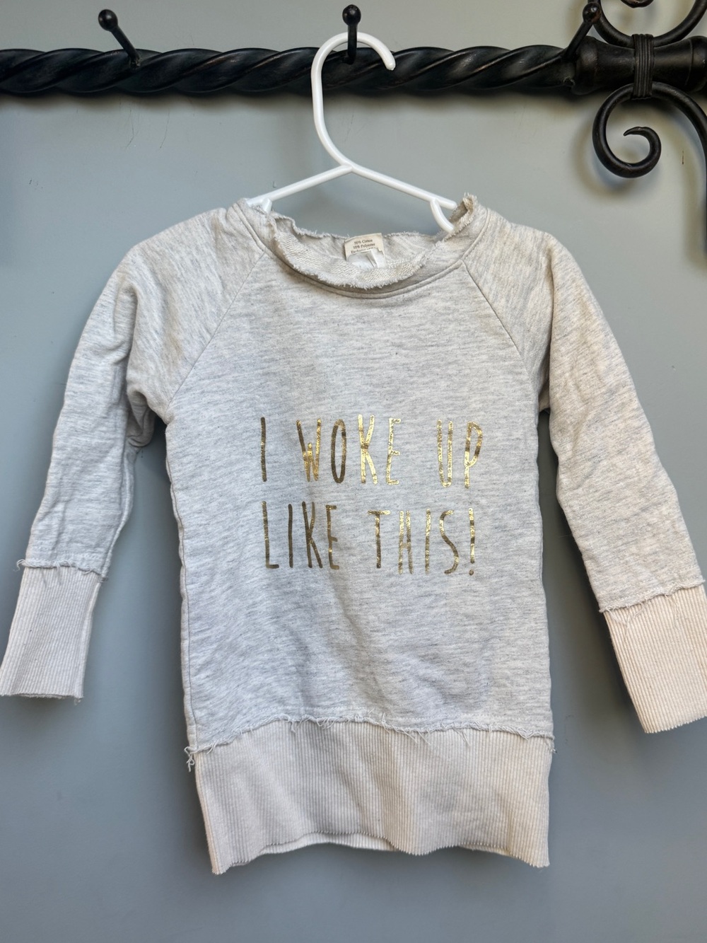 Girls' Light Gray Sweatshirt with Gold Foil Text